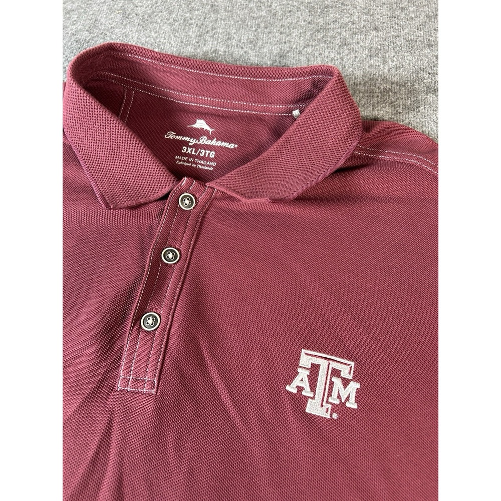Tommy Bahama Texas A/M Cotton Polo Shirt Men 3XL Maroon Short Sleeve Golf‎